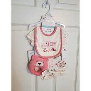 Baby Girl Outfit Bundle 3-6M | Pink Romper w/ Headband + Floral Layette Set BNWT